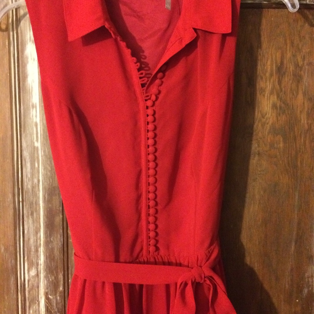 Macy’s Red Collared Button-Up Dress - image 5